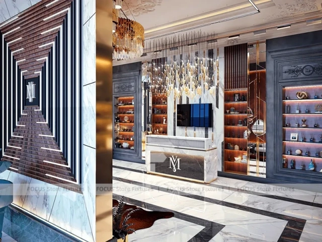 Luxury Dark Wood Perfume Flagship Boutique