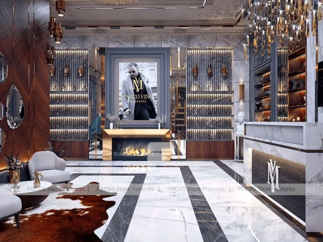 Luxury Dark Wood Perfume Flagship Boutique