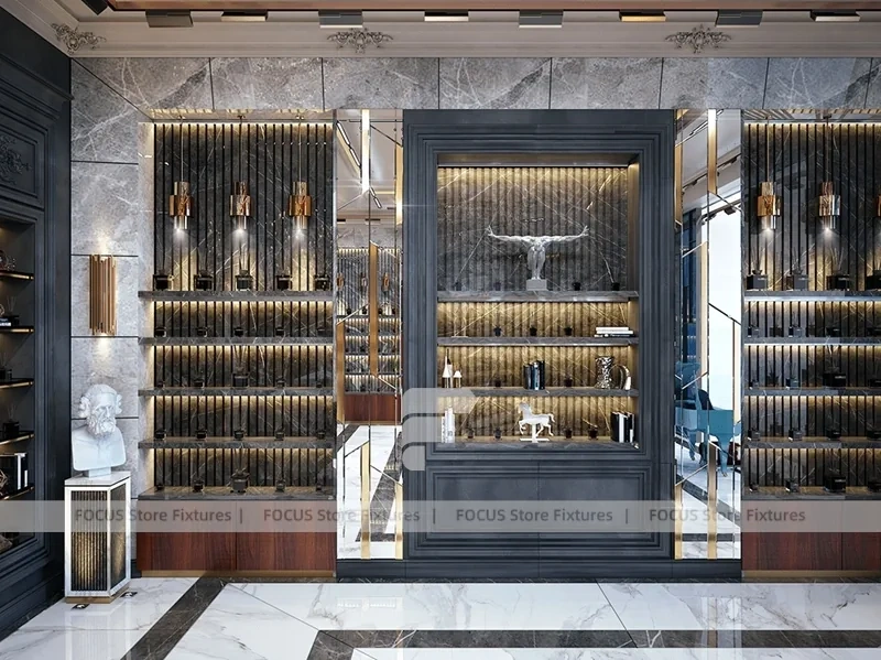 Luxury Dark Wood Perfume Flagship Boutique