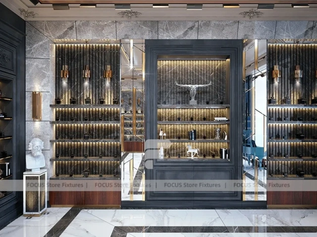 Luxury Dark Wood Perfume Flagship Boutique