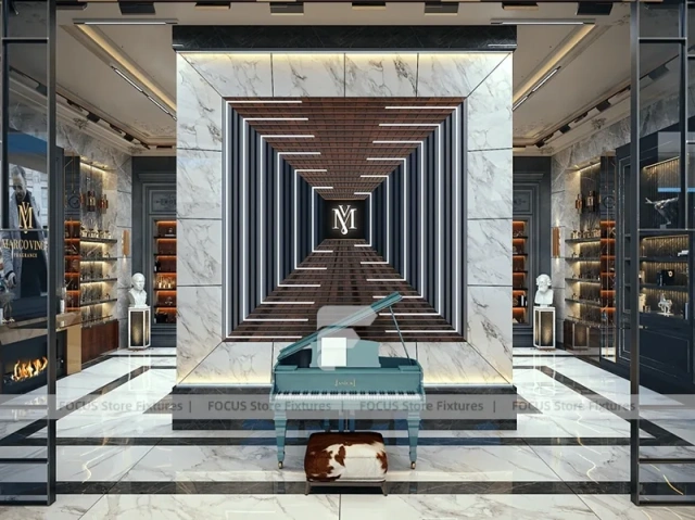 Luxury Dark Wood Perfume Flagship Boutique