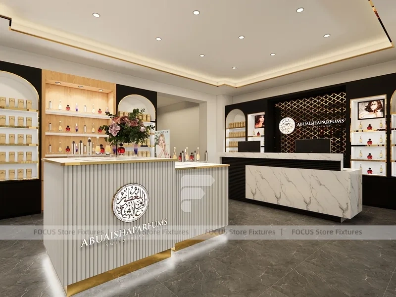 Luxury Perfume Reception Counter With Marble Front
