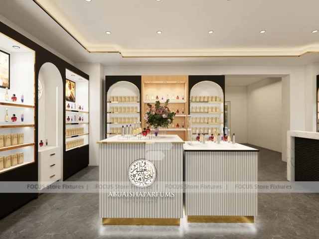 Luxury Perfume Reception Counter With Marble Front