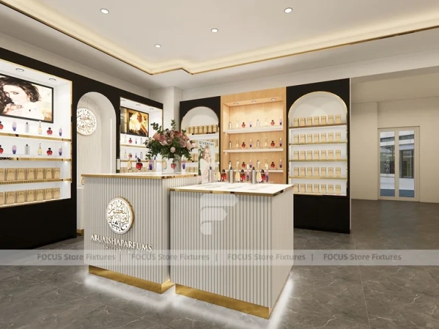 Luxury Perfume Reception Counter With Marble Front