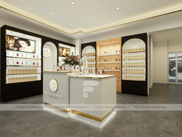 Luxury Perfume Reception Counter With Marble Front