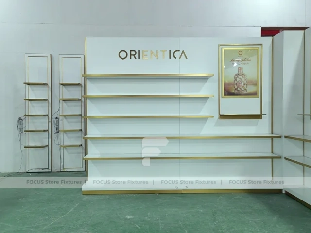 Minimal White Perfume Corner Wall System