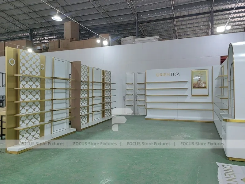 Minimal White Perfume Corner Wall System