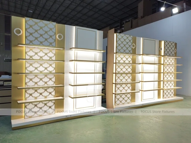 Minimal White Perfume Corner Wall System