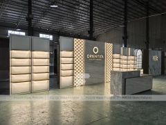 Minimal White Perfume Display Wall With Logo Counter