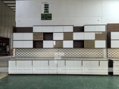 Minimal White Perfume Display Wall With Logo Counter