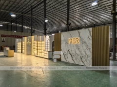 Minimal White Perfume Display Wall With Logo Counter