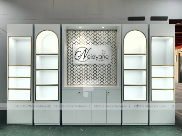 Minimal White Perfume Wall Set With Arch Niches