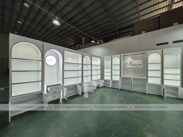 Minimal White Perfume Wall Set With Arch Niches