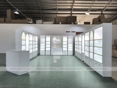 Minimal White Perfume Wall Set With Arch Niches