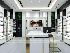 Minimal White Vision Retail Display with Glass Service Island