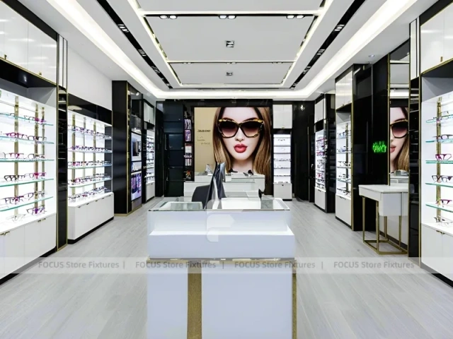 Minimal White Vision Retail Display with Glass Service Island