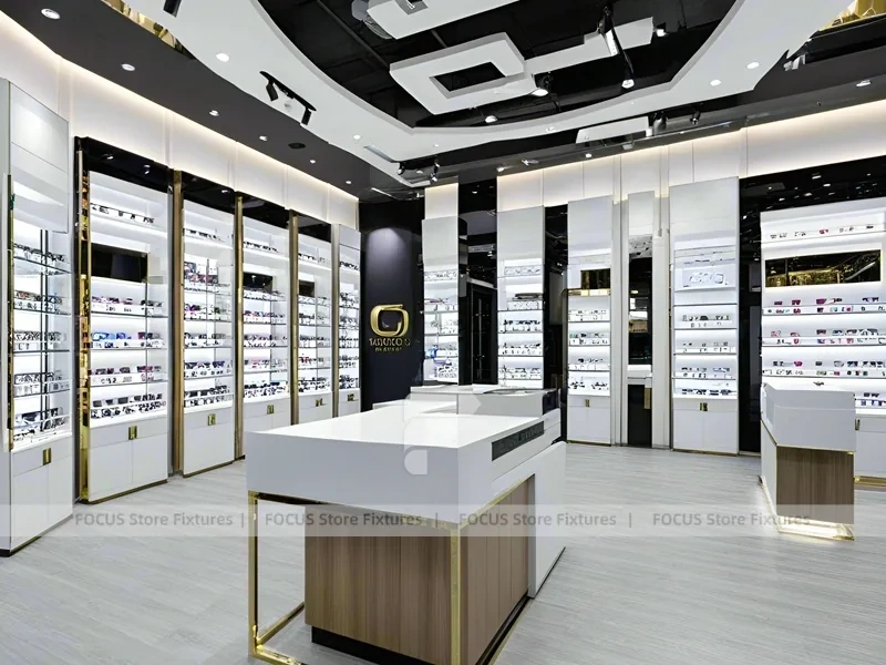 Minimal White Vision Retail Display with Glass Service Island