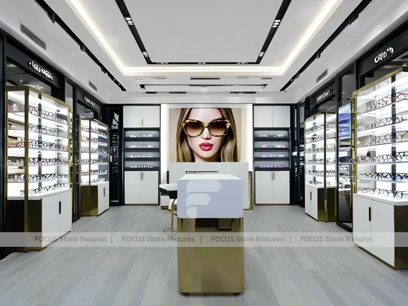Minimal White Vision Retail Display with Glass Service Island
