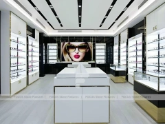 Minimal White Vision Retail Display with Glass Service Island