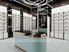 Mint Accent Eyewear Service Lounge with Fluted Mint Counter