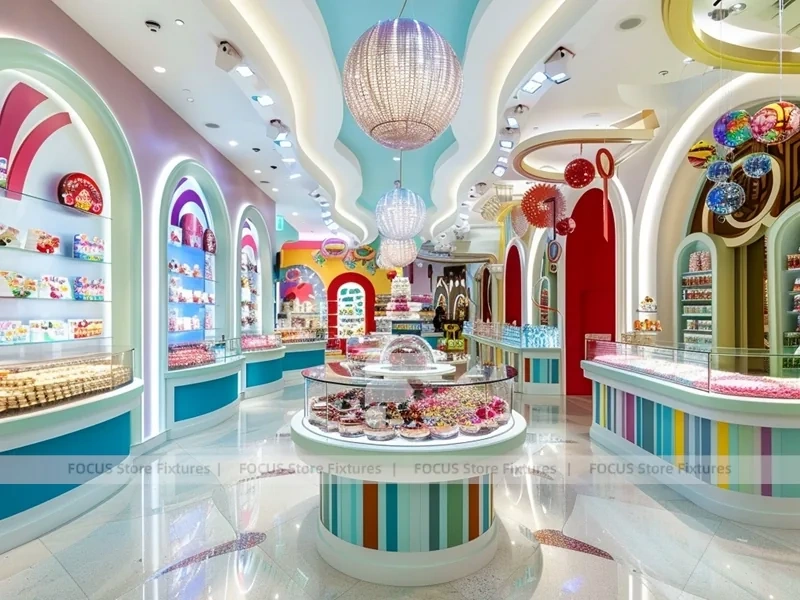 Mint Blush Confectionery Gallery Store with Symmetrical Island Counters