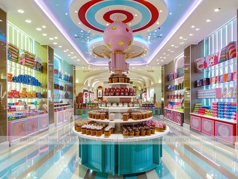 Mint Blush Confectionery Gallery Store with Symmetrical Island Counters