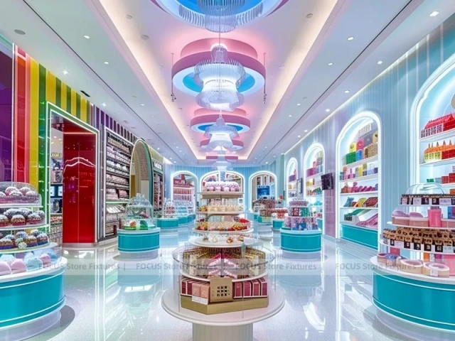 Mint Blush Confectionery Gallery Store with Symmetrical Island Counters