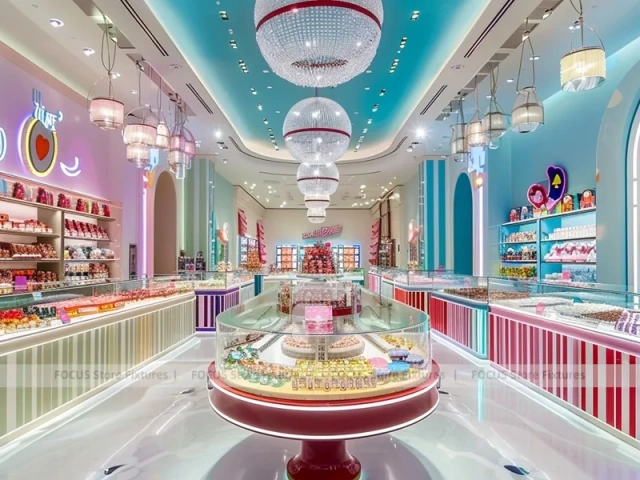 Mint Blush Confectionery Gallery Store with Symmetrical Island Counters