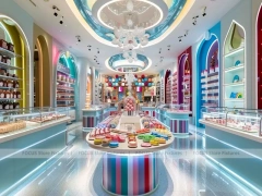 Mint Blush with Symmetrical Island Counters Confectionery Gallery Store