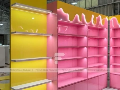 Mint Candy Sweet Retail Gondola with Soft-Lit Display Frames