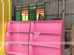 Mint Candy Sweet Retail Gondola with Soft-Lit Display Frames