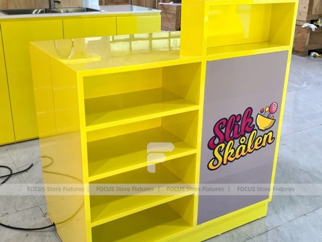 Mint Pop Candy Shelf Fixture with Rounded Corner Shelves