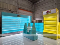 Mint Pop Candy Shelf Fixture with Rounded Corner Shelves