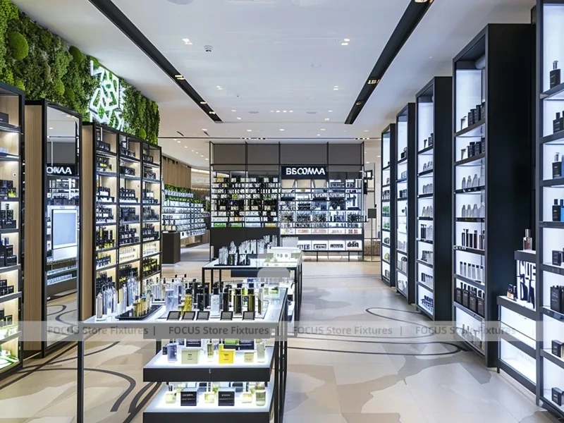 Modern Perfume Aisle With Botanical Feature Wall