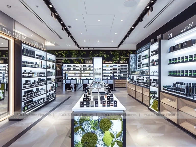 Modern Perfume Aisle With Botanical Feature Wall