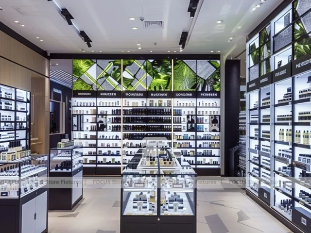 Modern Perfume Aisle With Botanical Feature Wall