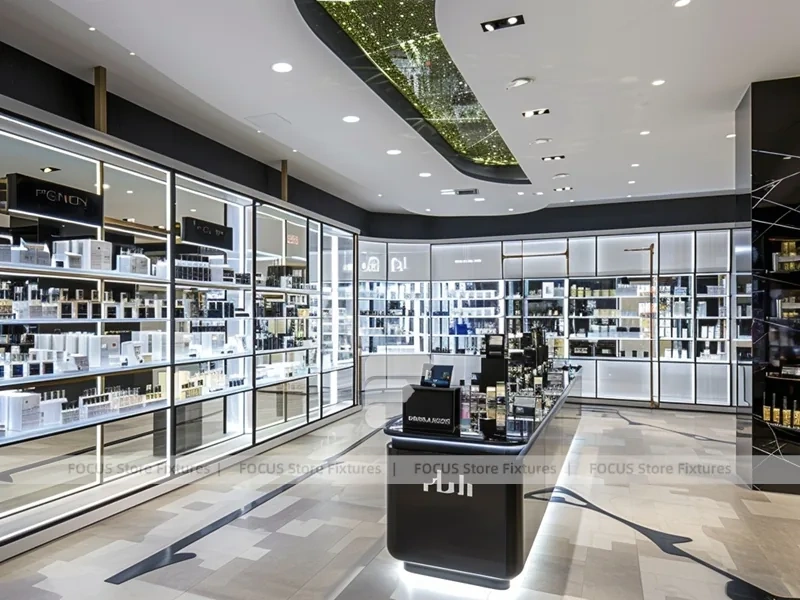 Modern Perfume Aisle With Botanical Feature Wall
