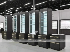 Monochrome Optical Feature Wall with Vertical Light Columns