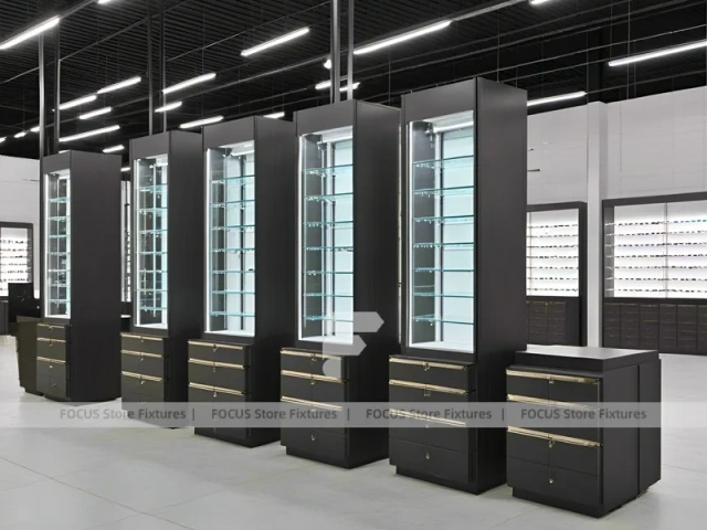 Monochrome Optical Feature Wall with Vertical Light Columns