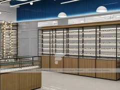 Monochrome Optical Feature Wall with Vertical Light Columns