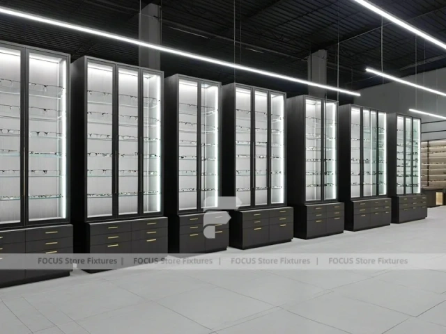 Monochrome Optical Feature Wall with Vertical Light Columns