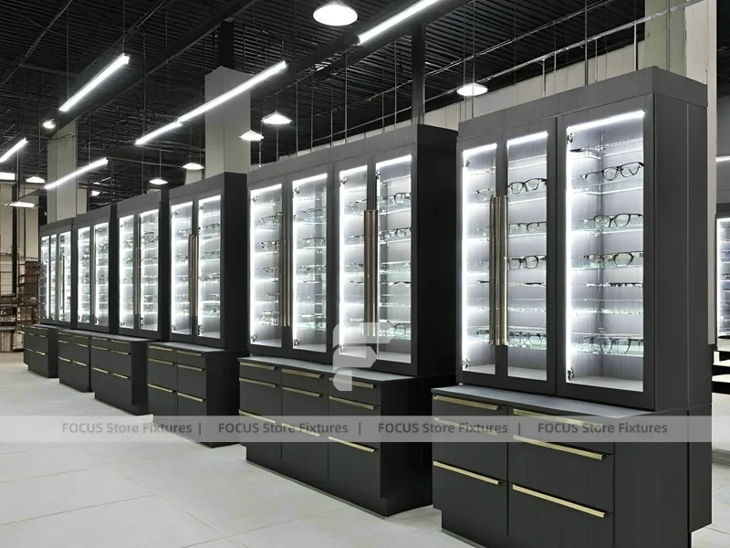 Monochrome Optical Feature Wall with Vertical Light Columns