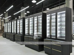 Monochrome Optical Feature Wall with Vertical Light Columns