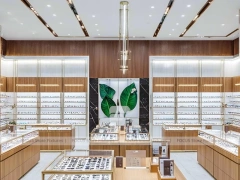 Natural Wood Eyewear Showroom with Center Island Showcase