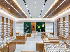 Natural Wood Eyewear Showroom with Center Island Showcase