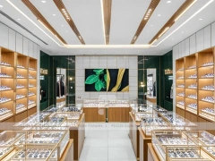 Natural Wood Eyewear Showroom with Center Island Showcase