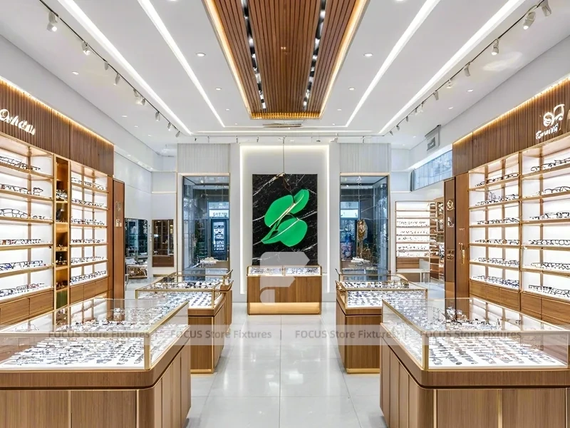 Natural Wood Vision Store Interior with Center Island Showcase