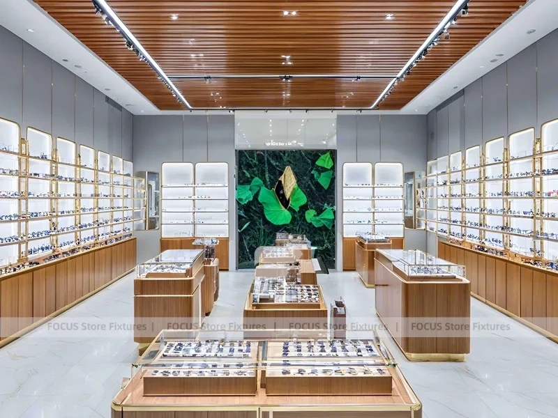 Natural Wood Vision Store Interior with Center Island Showcase