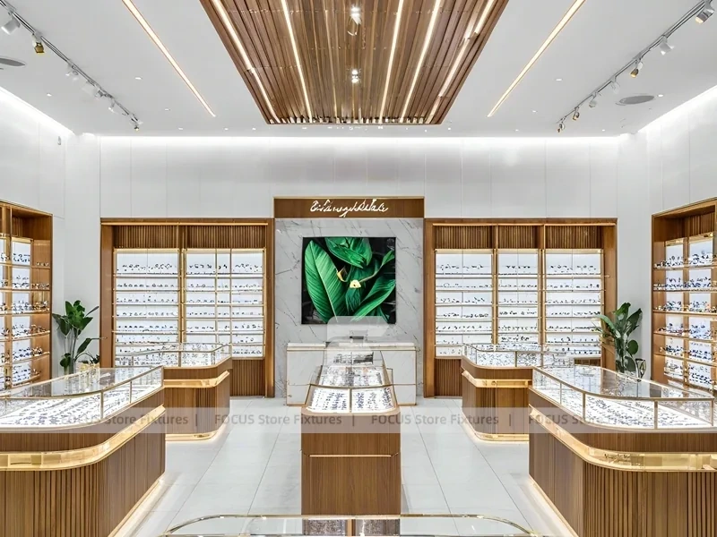 Natural Wood Vision Store Interior with Center Island Showcase