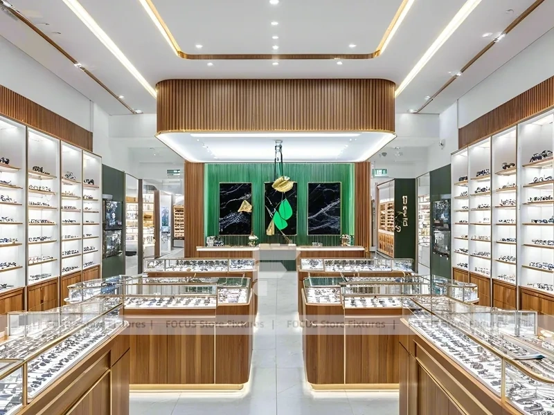 Natural Wood Vision Store Interior with Center Island Showcase